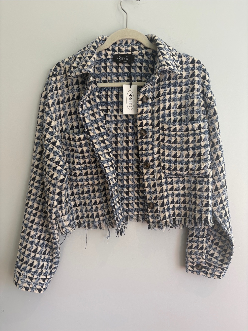 Cider Navy & Cream Tweed Cropped Jacket – NWT